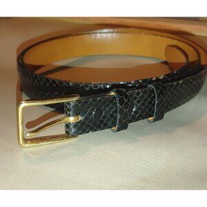 Leather Belt Steerhide Snake Brass Black Vintage  44 Ceintures Genuine Anaconda